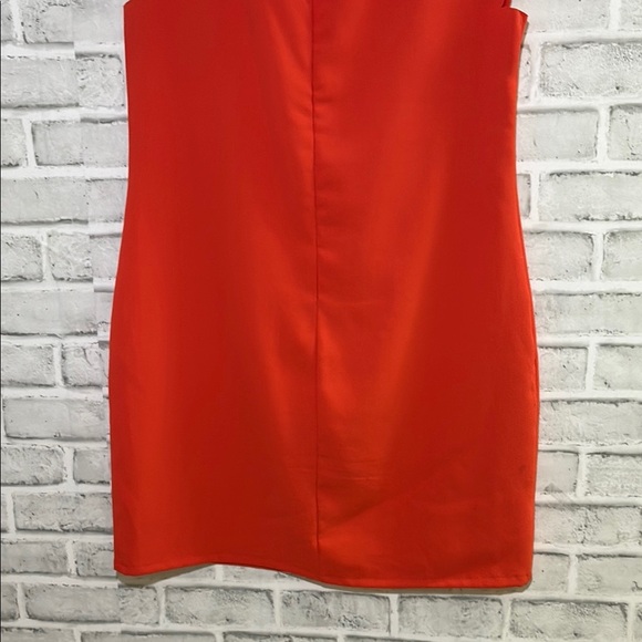 Everly Dress size large Sheath Orange red Classic Scallop Sleeve Zip - Picture 7 of 8
